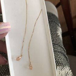 Pink Stone Dangle Earrings 