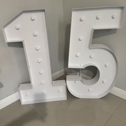 4FT Marquee Light Up Numbers, Marquee Numbers 4 Feet Tall with Cool White Light, Number 15 Light Up Number for Party 15th Birthday Anniversary Decorat
