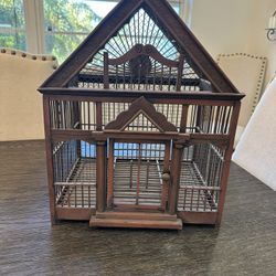 Vintage Victorian-Style Wooden Bird Cage - Amazing Condition!