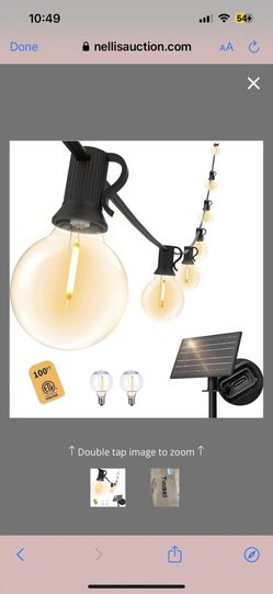 Yuusei 100 FT Solar String Lights Outdoor, Patio Lights For Outside With 50+2 Shatterproof LED Bulbs, Solar Powered With USB Port, Waterproof Solar Ha