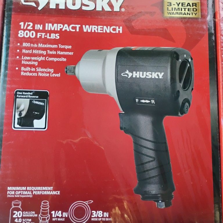Husky 1/2 Inch Impact Wrench. 8 00 Ft Lbs