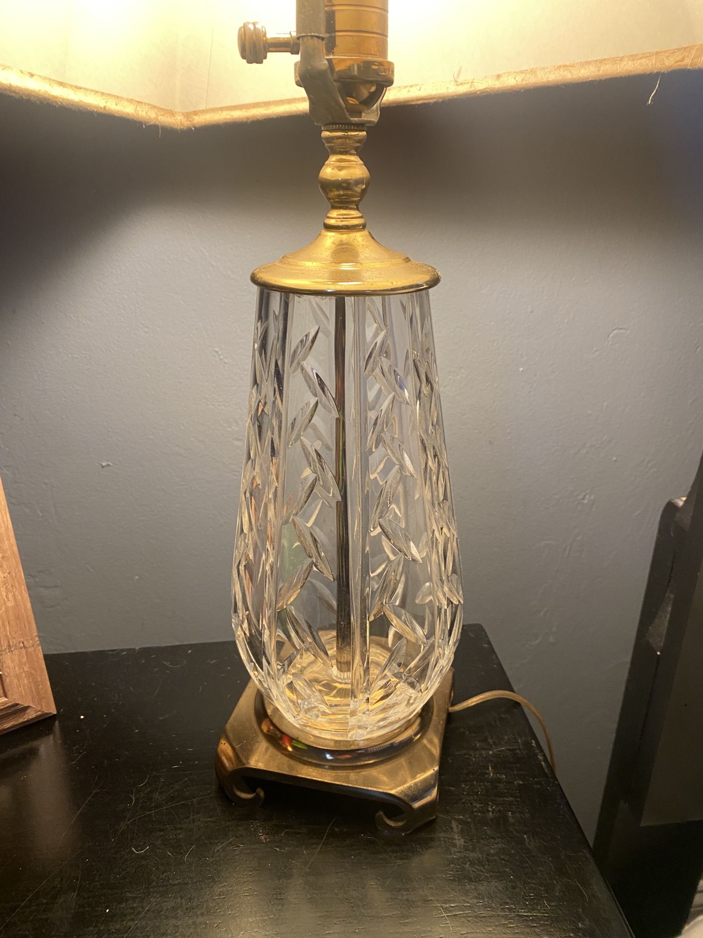 2 Waterford Ireland Crystal and Brass Table Lamps