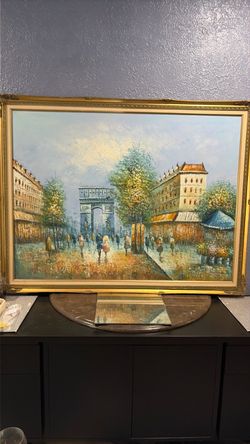 Paris Beautiful Canvas picture frame and signed $350