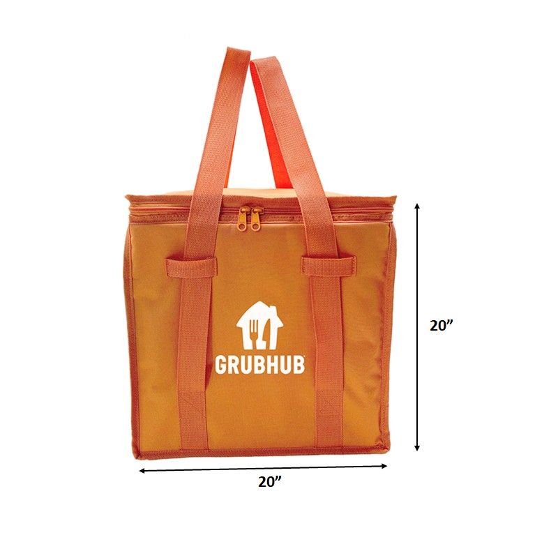 Orange Grubhub Large Deluxe PEVA Insulated Delivery Food Bag 20x20x10