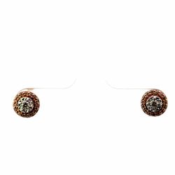 Woman’s Ladies 10k Rose Gold Round Halo Diamond Stud Earrings .10 CTW GP3111561