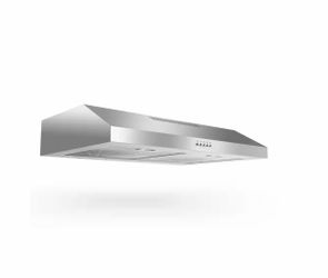 30 in. 600 CFM Convertible Ductless Under Cabinet Range Hood With 3 Speed Exhaust Fan and 2 LED Lights, Stainless Steel