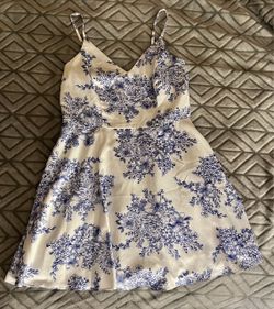 White & Blue Floral Mini Sundress