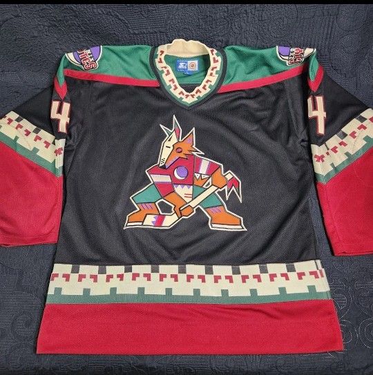 Vintage Autographed Phoenix Coyotes Starter Hockey Jersey SZ LG 90s #4 Diduck