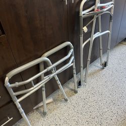 Foldable walker & toilet safety rail