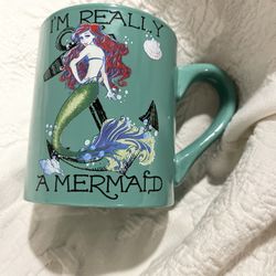 NWOT Disney I’m Really A Mermaid Green mug 4” High