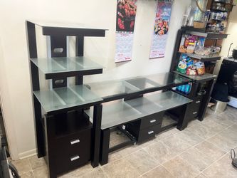 Glass/ Wood Shelving Set.