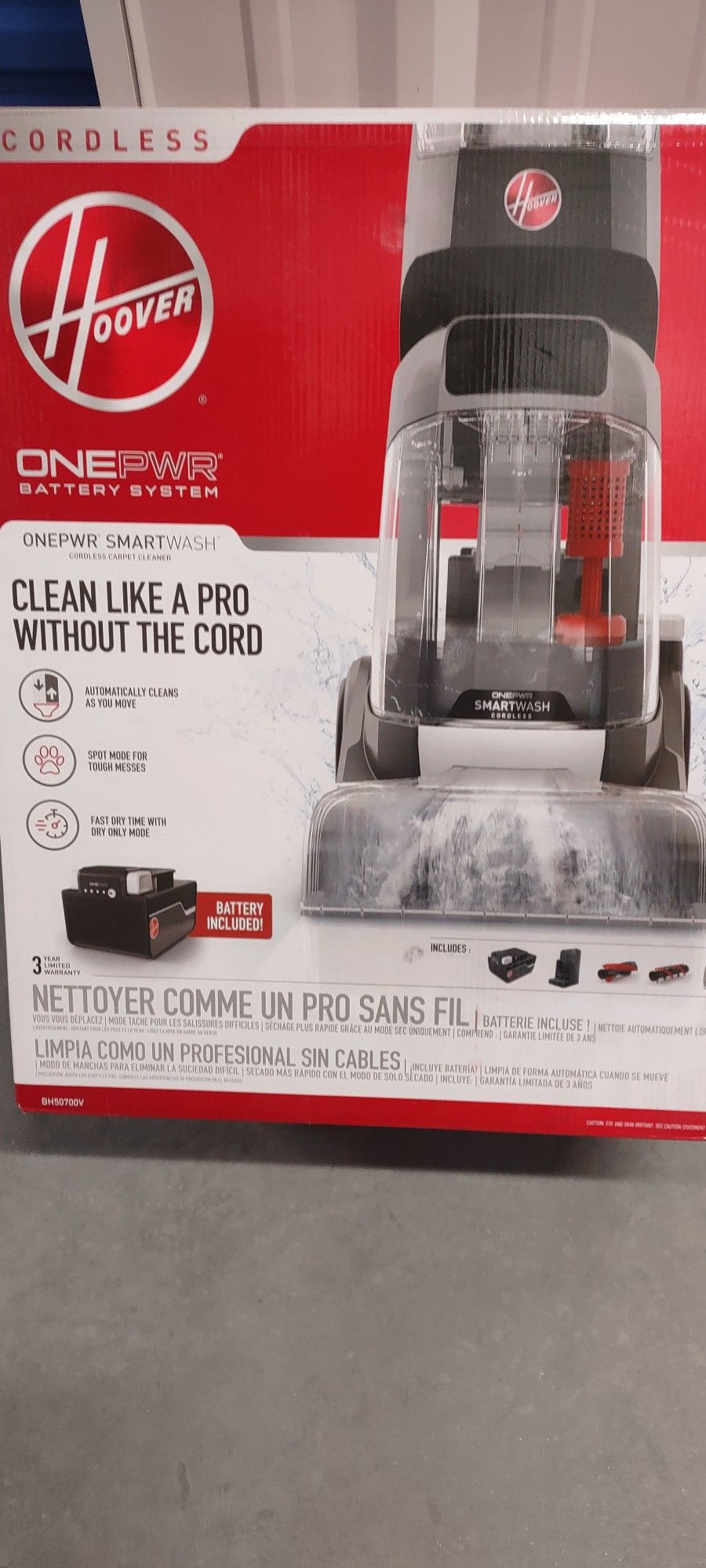 Brand New HOOVER ONEPWR SmartWash Automatic Cordless Upright Carpet Cleaner Machine