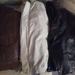 Three Leathher Bomber Jackets All Size Small