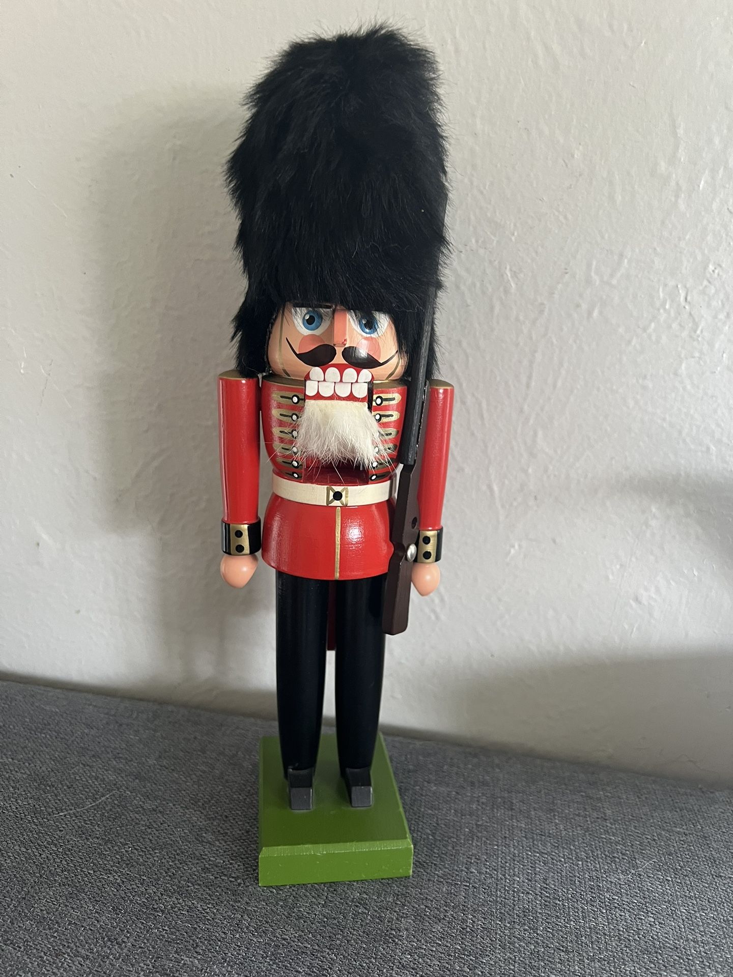 Vintage Erzgebirge Wooden Soldier Christmas Nutcracker Soldier East Germany 12” Tall