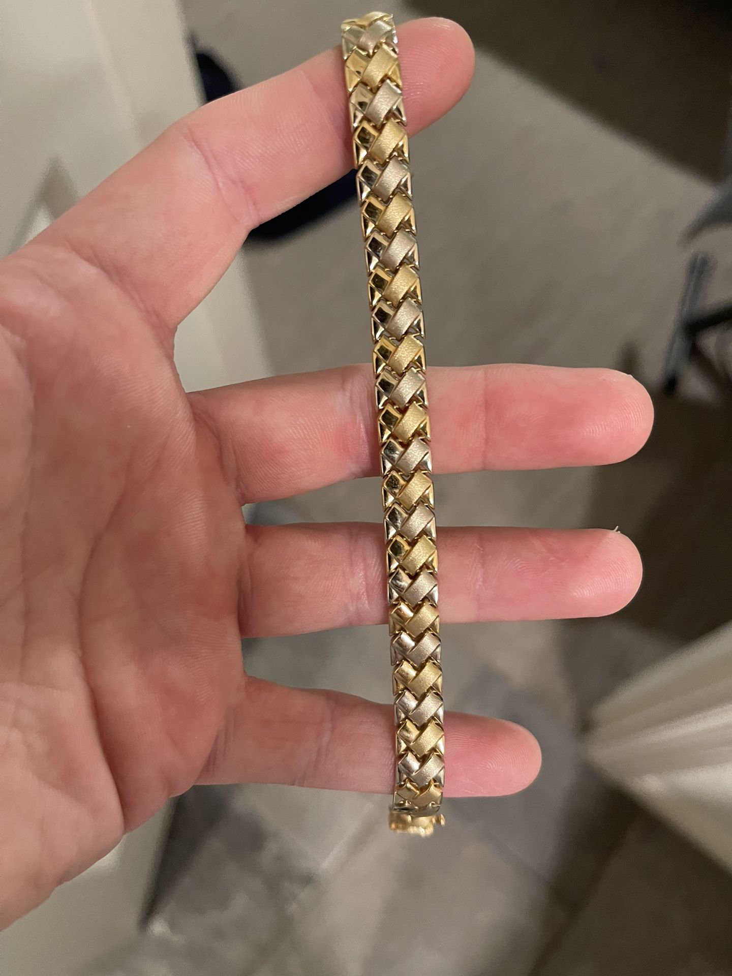VINTAGE Aurafin 14kt Yellow And White Gold Braided Bracelet