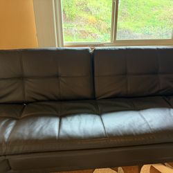 Black Leather Convertible Sofa Bed