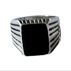 QUALITY TITANIUM ENGRAVED SILVER BLACK EBONY NEW SIZE 8 MENS RING