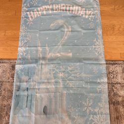 Frozen Theme Birthday Party Backdrop Banner