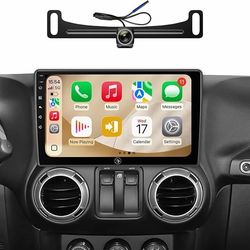 Car Radio Stereo Jeep Wrangler JK 2007-2018, Dodge Ram 2009-2012, Wireless CarPlay Android Auto, 10” QLED Touch Screen Head Units, Backup Camera