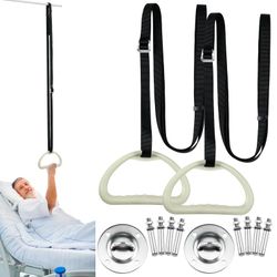 Tandefio 2 Sets Elderly Pull Up Bed Trapeze Ceiling Mounted Bar Trapeze Stand Ladder Bed Helper 2 Stainless Steel Fixing Plate 8 Stainless Steel Expan