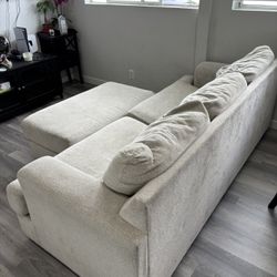 Modern Beige Sofa + Ottoman (Great Condition)