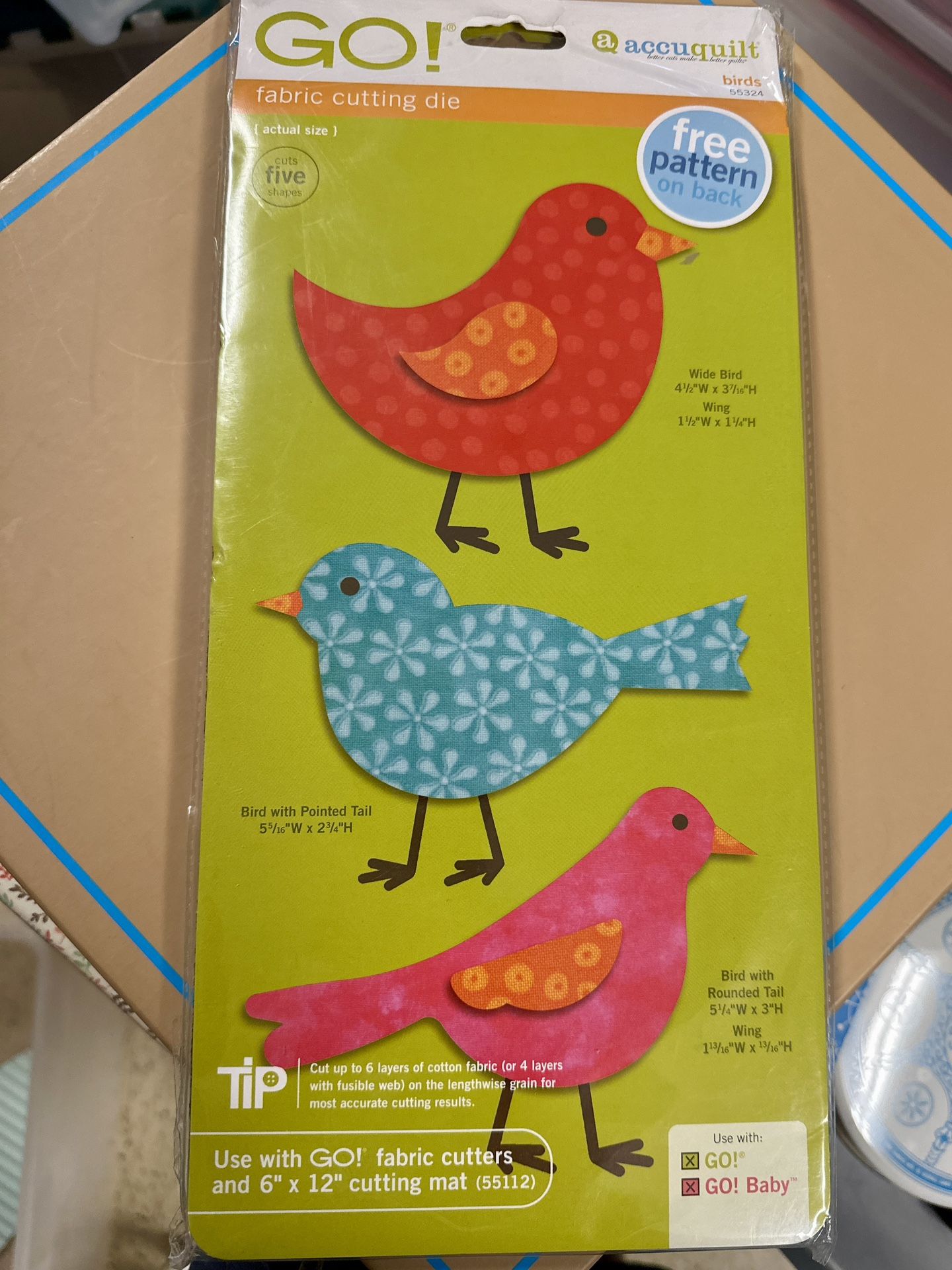 NEW AccuQuilt GO! Birds fabric cutting die