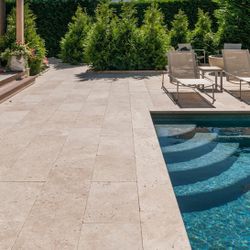 TRAVERTINE/ PAVERS/ SYNTHETIC GRASS 