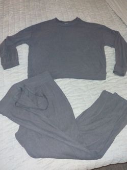 Honeydew Women's Gray Ribbed Sweater Drawstring Pants Loose Fit Lounge Set XL