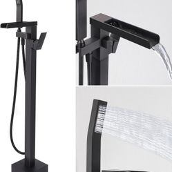 Free Standing Tub Faucet,Brass,Waterfall Water Flow,Bathtub Faucet,Bath Tub Faucet,Freestanding Tub Faucets,Black Tub Faucet