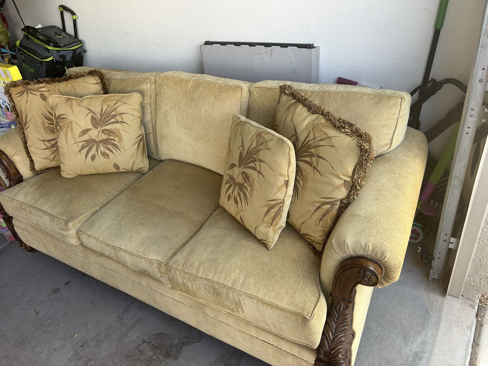 Brown Sofa Couch With Pillows