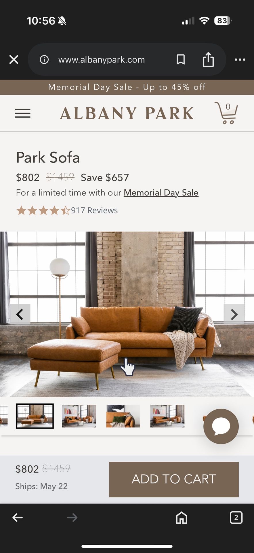 Albany Park Vegan Leather Sofa + Ottoman