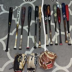 Baseball Bats & Baseball Gloves 