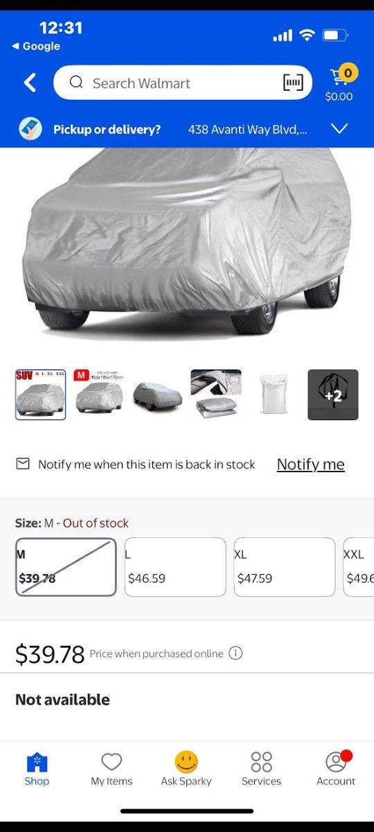 SUV car cover size "M" $25