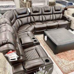 🍄  Warnerton 3-Piece Power Reclining Sectional | Recliner Sofa | Leather Recliner| Loveseat | Couch | Sofa | Sleeper| Living Room Furniture| Garden F