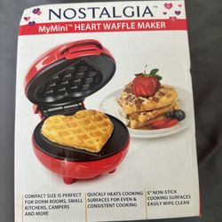 Red MyMini Heart Waffle Maker
