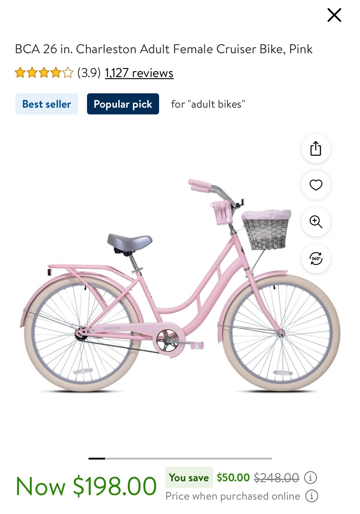 Charleston Adult Female Cruiser Bike, Pink