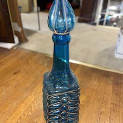 Vtg MCM Blenko Style Imprisoned Brutalist Caged Art Glass 28" Decanter Bottle