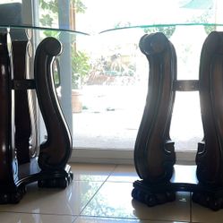 WOOD/GLASS TABLE TOP SIDE TABLES