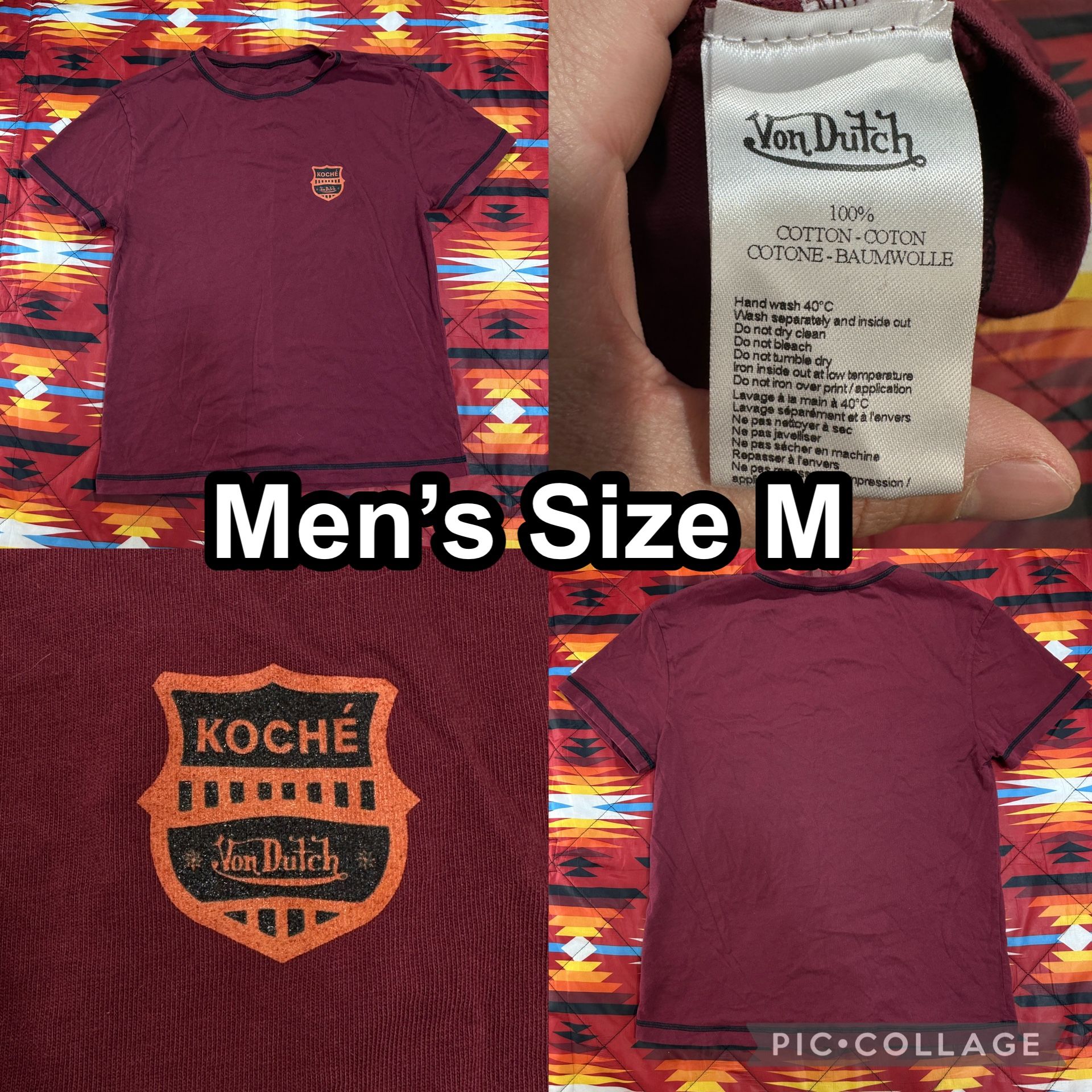 Von Dutch Koche Burgundy Red T-Shirt Short Sleeve Men’s Size Medium