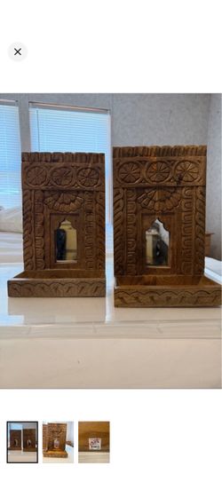 2 Hand-carved wooden shelves