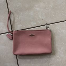 Coach Kristin Pink Leather Wristlet Clutch Purse Wallet