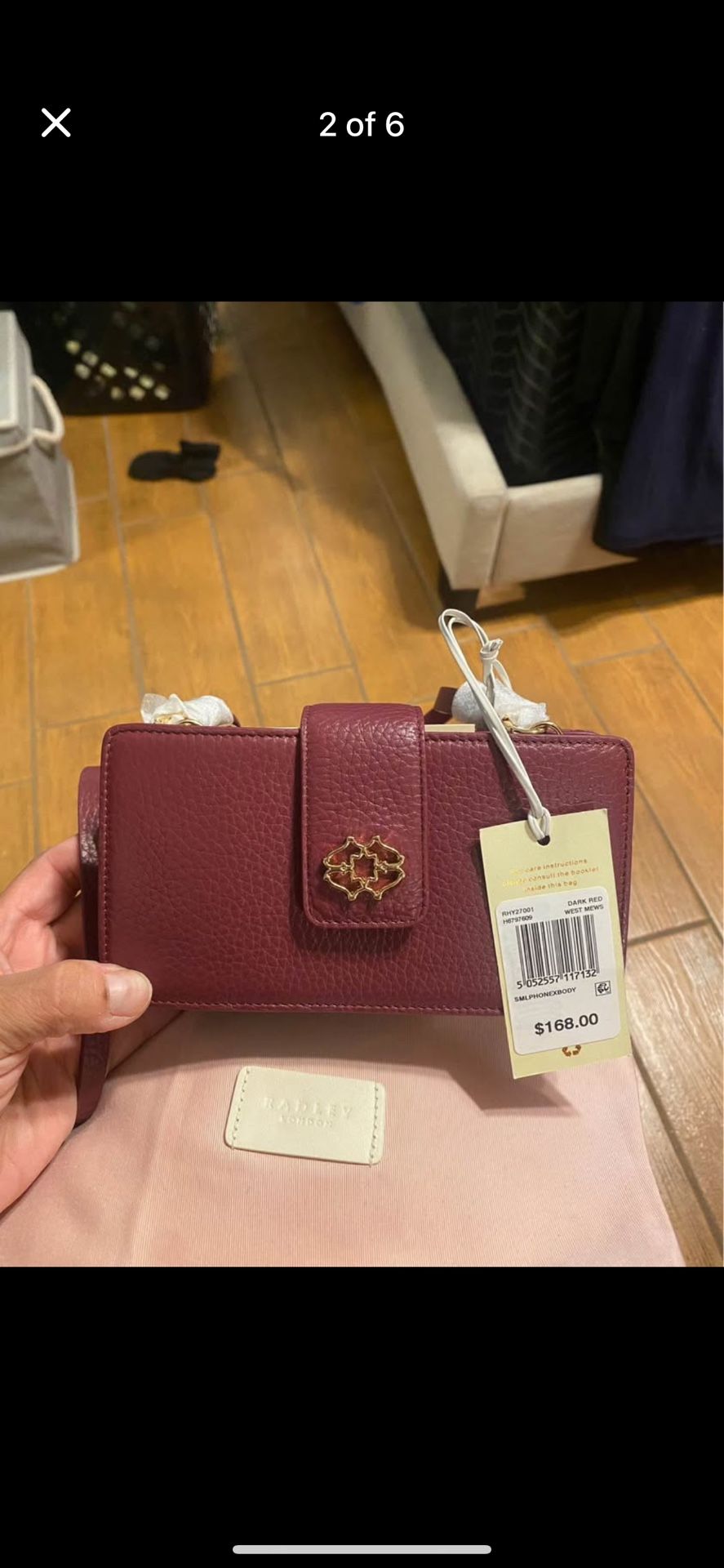 Radley London Small Dark Red Cross Body/wristlet Purse