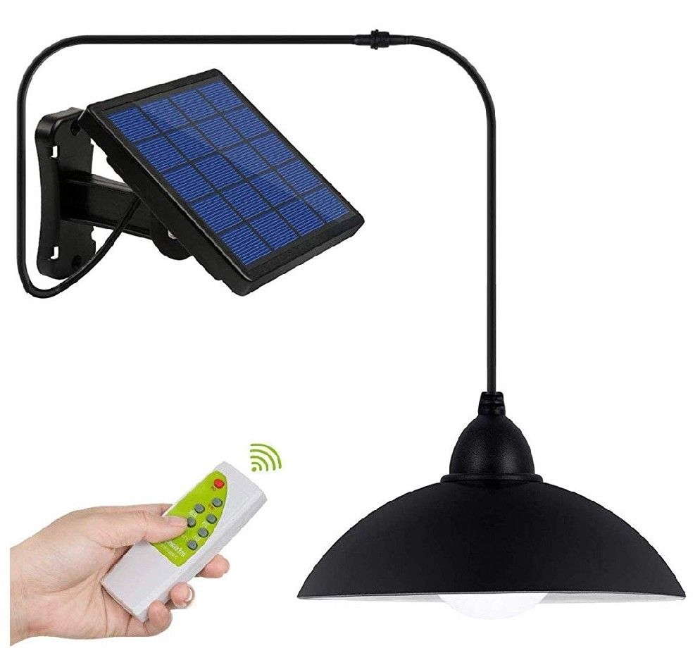 -NEW- Waterproof Outdoor Solar Light,Remote Control 16.4Ft Cord LED Shed Light Pendant Light with Adjustable Solar Panel