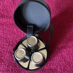 Vintage Stainless Steel Drinking 4 Ounces bottles With Case $20 Obo