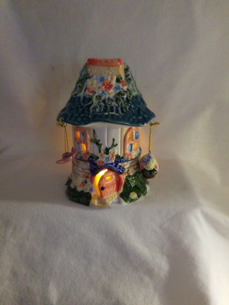 Ceramic Woodland Cottage Candle Holder