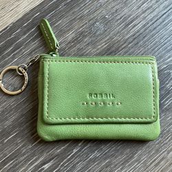 Fossil Mini Leather Wallet Coin Purse Keychain