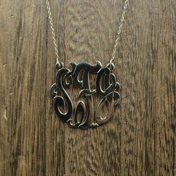 18 Inch Worn Gold Plated Over Sterling Silver SFG Initials Necklace