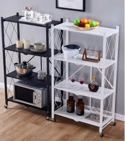 4 tiers folding shelf white