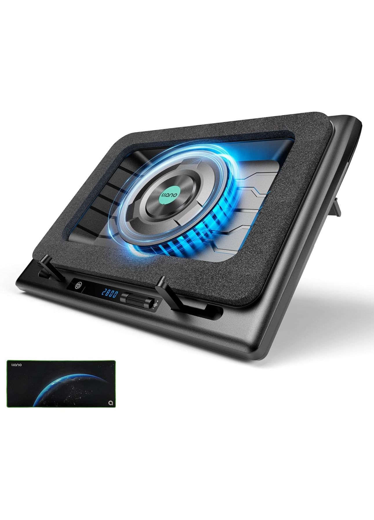 llano Gaming Laptop Cooler, Laptop Cooling Pad Stand with 5.5inch External Cooling Fan, Fast Cooling Computer Laptop 15.6-21in, Adjustable Speed, Touc