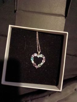 STERLING SILVER COLORFUL HEART NECKLACE